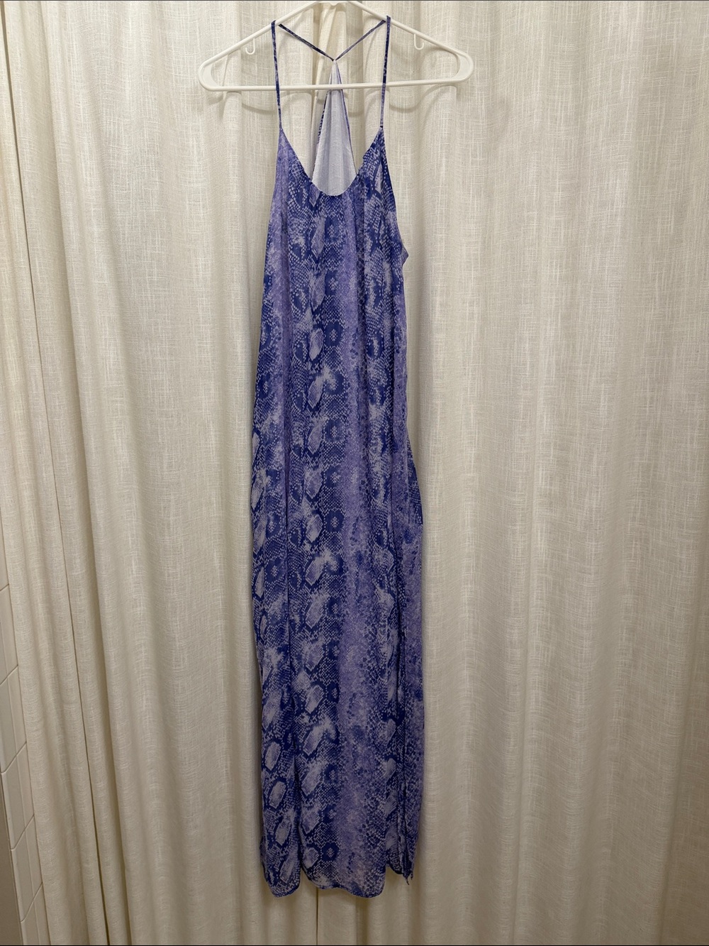 fab'rik Purple Snake-Print Maxi Dress with Spaghetti Straps